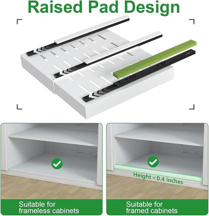PAKETA 4 Pack Expandable Pull Out Cabinet Organizer, 21'' Deep Pull Out Drawers for Cabinets,Upgrade 3 Slide Rails Sliding Drawer for Kitchen Cabinet Organizer with Adhesive Nano Film (White)
