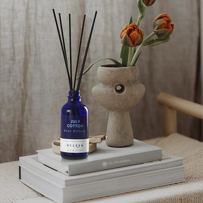 Xcleen July Cotton Reed Diffuser Set, 3.7 Oz Aromatherapy Scented Oil Diffuser Sticks, Great Room Air Fresheners, Best Housewarming Gift idea - Giving, Home & Office Decor