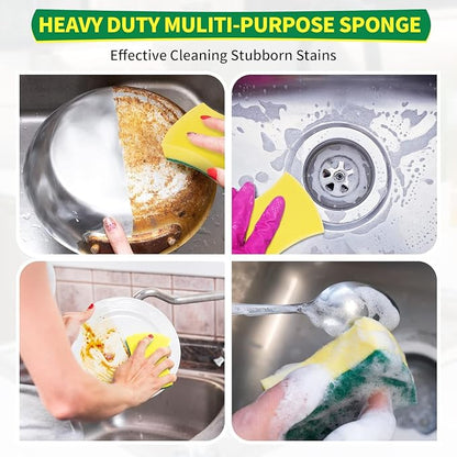 Sponges Kitchen, Heavy Duty Dish Sponge 60 Pack, Scrub Cleaning Sponge for Dishes, Non-Coated Cookware, Sink & Countertops, Multipurpose Cleaning Supplies for Home, Kitchen & Bathroom