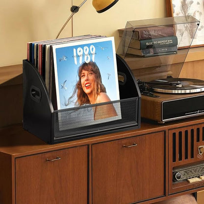 Vinyl Record Storage, Vinyl Record Album Holder, Modern Album Storage Record Case Box, Record Box Case Crate, Wooden LP Record Crate, Record Organizer for Home Decor and Collection Display