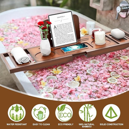 Banlilu Bathtub Tray - Bath Tray Expandable - Bath Tub Tray Table for Bathtub, Ajustable Size, Fits Most Tubs
