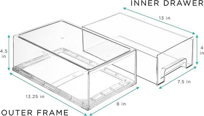 Sorbus Medium Clear Stackable Storage Drawers – 4-Pack Plastic Organizer Bins with Handles – Stackable Pull-Out Storage Drawers for Closet, Pantry, Office, Bathroom, Craft, and Toy Organization