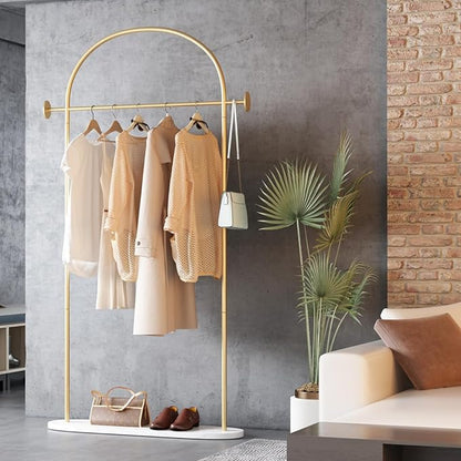 TIEOU Metal Gold Coat Rack, Freestanding Entryway Stand, Hat Coat Hanger, Small Clothing Rack, Modern