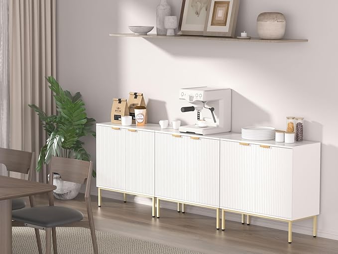 Fluted Sideboard, Buffet Cabinet with Storage, Wooden with Doors and Shelves,Accent Cabinet for Living Dining Room, Entryway