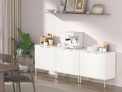 Fluted Sideboard, Buffet Cabinet with Storage, Wooden with Doors and Shelves,Accent Cabinet for Living Dining Room, Entryway