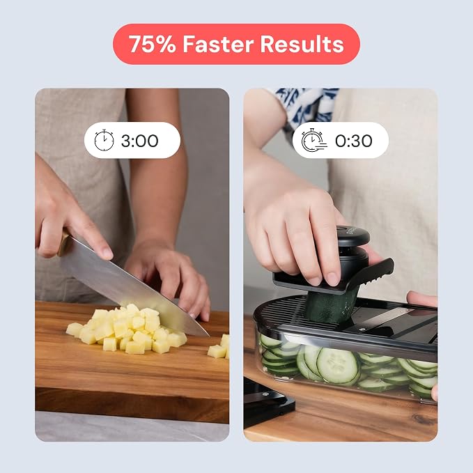 Fullstar Essential Mandoline Slicer for Kitchen - Space-Saving 4-in-1 Fruit Cutter, Cucumber Slicer, Julienne Peeler, Cheese Grater