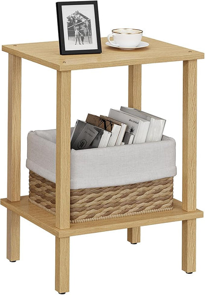 TUTOTAK End Table, Side Table, Nightstand, 2-Tier Storage Shelf, Sofa Side Table for Small Space, Living Room, Bed Room Natural TB01BN034