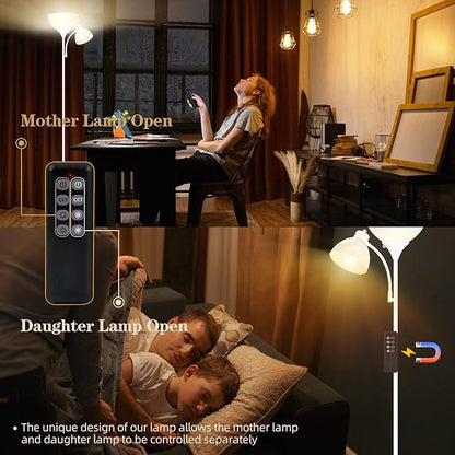 GERGO Led Floor Lamp, Super Bright 11W+7W 2100LM Torchiere Floor Lamps for Living Room, Stepless Adjustable 3000K-6000K Temperatures with Remote Control for Bedroom (White)