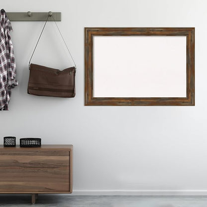 Amanti Art White Cork Board for Wall, 30x42 Vision Board with Brown Wood Frame, Large Corkboard Office Decor for Home Organization, Rustic Farmhouse Corkboard Pinboard to display items for home