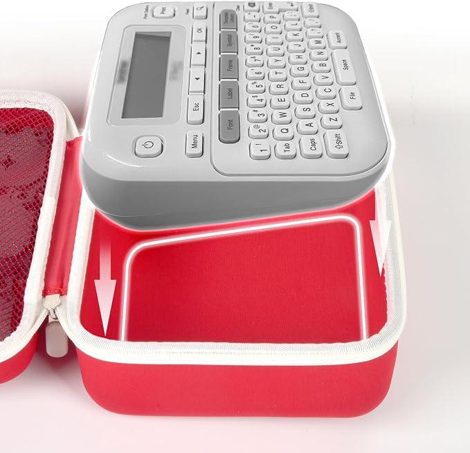 Case Compatible with Brother P-Touch PTD220 210 Home/Office Everyday Label Maker, Storage Holder Carrying Organizer for Label Tapes, AC Adapter, Charging Cables (Box Only) -Red