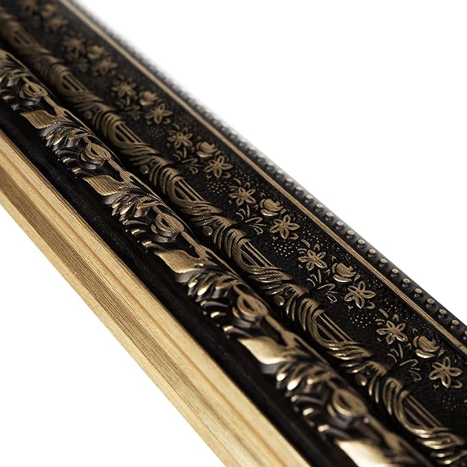 H-A Black&Gold Framed Rectangle Bathroom Mirrors for Wall,Wall Mounted Vintage Mirror Vertical or Horizontal Hanging for Living Room,Bedroom (40''x24''Vintage)