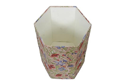 Generic 3.3 Gallon Cotton Hand Block Printed Paper Waste Basket |Small Decorative Trash Can for Housewarming Gifts in Living Room, Bedroom, Bathroom | Eco-Friendly, Plastic-Free (1, CR. BLUE GREEN)