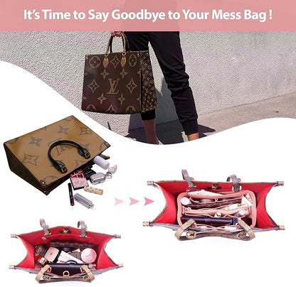 OMYSTYLE Purse Organizer Insert, Felt Tote Bag Organizer Insert with 5 Sizes, Handbag Dividers for Inside Purse, Compatible with Longchamp, Neverful, Speedy and More