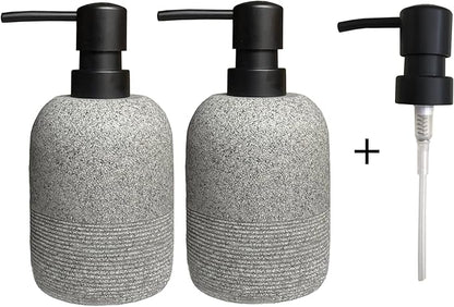 GalDal 2pcs/Set Grey Soap Lotion Dispenser with A Spare Pump,Liquid Hand Soap Dispenser Sets for Bathroom Countertop, Soap Dispenser for Kitchen.