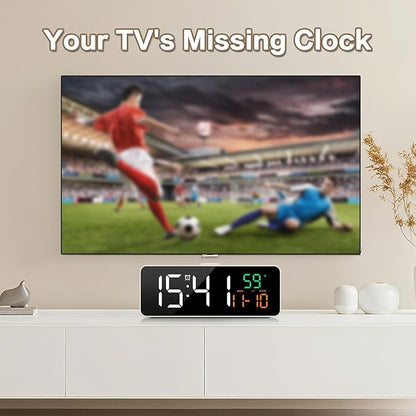 Netzu 3-in-1 Small Digital Clocks for Living Room with Temperature, Date & Time Display - 4 Levels Birghtness, 3 Volumes, Compact Plug-in Alarm Clock for Bedroom, Office (White)