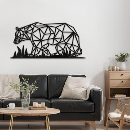SIGNLEADER Metal Wall Art Decor Big Stupid Bear Modern Abstract Wall Sculpture Hangings Home Decoration for Living Room, Bedroom, Bathroom, Kitchen, Outdoor - 36" Black