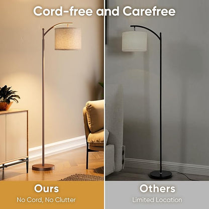 Battery Operated Floor Lamp, RGB Dimmable Cordless Standing Lamp with Remote Control for Living Room, Tall Floor Lamp for Bedroom -Brown