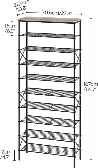 YATINEY 10 Tier Shoe Rack, Large Capacity Shoe Storage Organizer Holds 40 Pairs, Sturdy and Stable, for Entryway, Hallway, Closet, Dorm Room, Greige and Black SS10BG