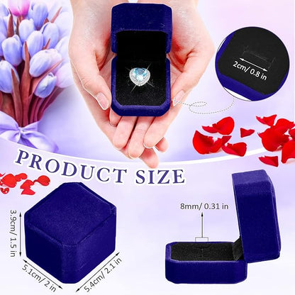 Laumoi 36 Pcs Velvet Ring Box for Wedding Ceremony Engagement Jewelry Boxes Packaging Display Ring Case Earring Storage Holder for Proposal Anniversary Birthday Gift(Blue)
