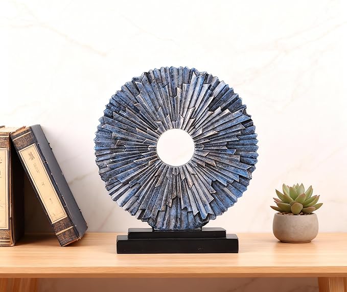 DOVDOV Blue Home Decor Sculpture, Unique Round line Statue, Modern Home Decor, Decorative Panel Statue for Living Room tv Cabinet, Office, Bedroom, Dining Table Center Blue Decor