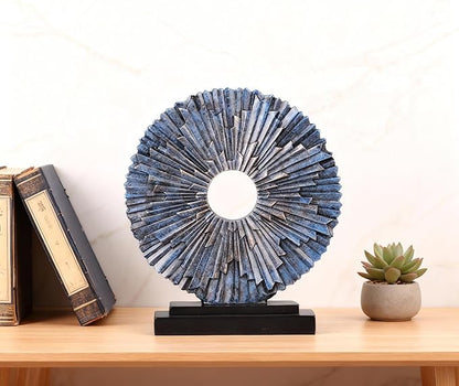 DOVDOV Blue Home Decor Sculpture, Unique Round line Statue, Modern Home Decor, Decorative Panel Statue for Living Room tv Cabinet, Office, Bedroom, Dining Table Center Blue Decor