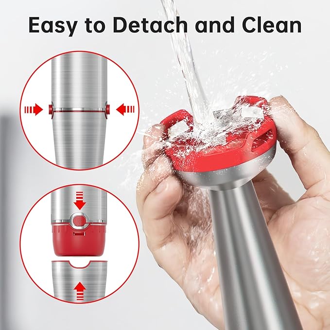 Turelar Immersion Blender Handheld Corded Hand Blenders Set 1100W, Trigger Variable Speed 5 in 1 Stick Emulsifier with Chopper, Whisk and Frother for Soup, Baby Food and Smoothies, Christmas red