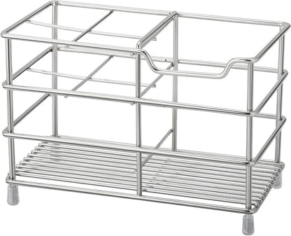 Urbanstrive 304 Stainless Steel Bathroom Toothbrush Holder Toothpaste Holder Stand Bathroom Accessories Organizer (Silver, Large)