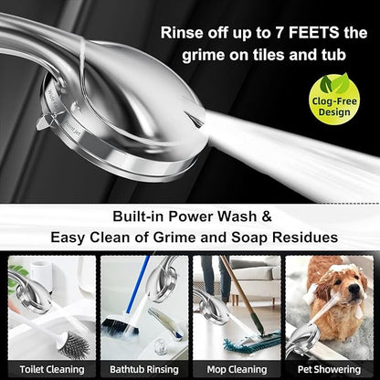 Shower Head,10 Functions High Pressure shower head with handheld, Built-in Pause Mode & Power Wash, Non-Clogging Nozzles High Flow Hand Held Shower Head, Leakproof 6ft Hose&Adjustable Bracket