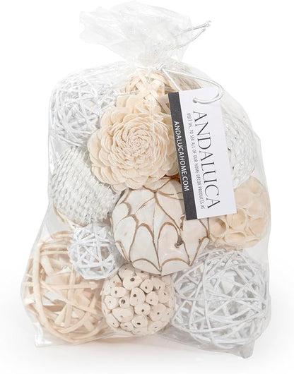 ANDALUCA Decorative Balls Bag Bowl Filler Home Decor (White)