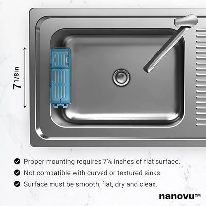 Nanohold Kitchen Sink Caddy for Flat Surfaces - Strong Hold Easy Install Kitchen Sink Organizer with Drainage Holes - Soap Sponge, Dishwashing Tools and Dish Brush Holder - Home Accessories by Nanovu