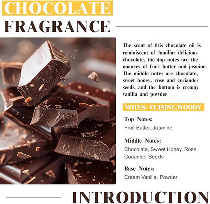 EUQEE Chocolate Fragrance Oil, 2.02 Fl oz/60 ml Premium Grade Fragrance Essential Oil with Glass Dropper for Diffusers, Soap & Candle Making, Bath Bombs