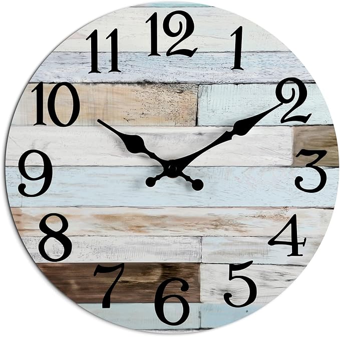 KECYET Wall Clock Battery Operated 16 Inch Silent Non-Ticking Coastal Country Style Decorative for Living Room, Kitchen, Home,Bathroom, Bedroom, Laundry Room