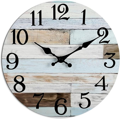 KECYET Wall Clock Battery Operated 10 Inch Silent Non-Ticking Coastal Country Style Decorative for Living Room, Kitchen, Home,Bathroom, Bedroom, Laundry Room