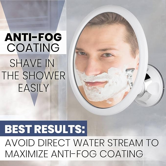 MIRRORVANA Anti Fog Mirror for Shower - Fogless, Shatterproof Shaving Mirror with 360° Swivel and Adjustable Suction Cup - 6.7" x 6.7" Round