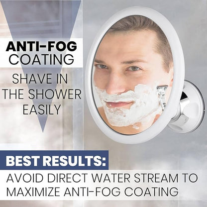 MIRRORVANA Anti Fog Mirror for Shower - Fogless, Shatterproof Shaving Mirror with 360° Swivel and Adjustable Suction Cup - 6.7" x 6.7" Round
