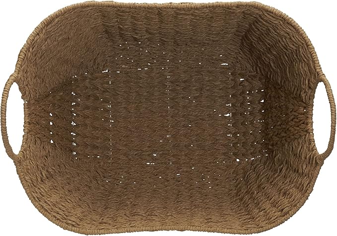 Household Essentials Natural Paper Rope Basket with Handles, Natural Woven Woven Storage Basket, Great for Decoration or Organization