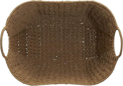 Household Essentials Natural Paper Rope Basket with Handles, Natural Woven Woven Storage Basket, Great for Decoration or Organization