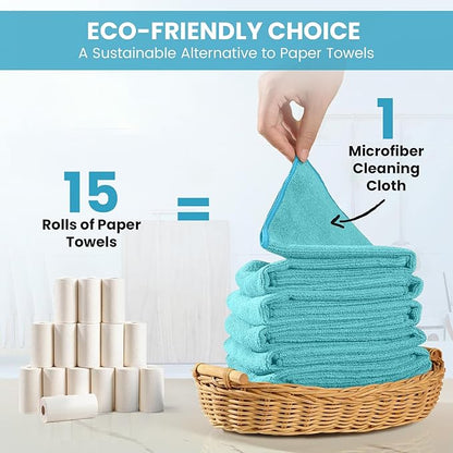 34 Pack Microfiber Cleaning Cloth, 4 Assorted Colors Cleaning Rags for Housekeeping, Colorful Reusable Microfiber Towels for Car, Kitchen, Bathroom and Household Cleaning Supplies, 11.8"X11.8"