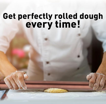 Zulay Kitchen 15.9 inch Professional Stainless Steel Rolling Pin - Lightweight Metal French Rolling Pin - Perfect for Baking, Fondant, Pizza Dough Roller, Dumpling - Copper