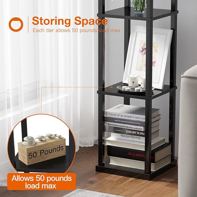 addlon Floor Lamp with Shelves, 5-Tier Modern Shelf Floor Lamp with 3CCT LED Bulb