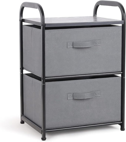 MAX Houser Dresser for Bedroom with 2 Drawers, Wide Chest of Drawers, Fabric Dresser, Storage Organizer Unit with Fabric Bins for Closet, Living Room, Hallway, Dark Grey