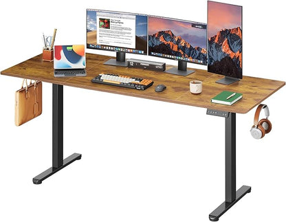 DEVAISE 71 * 28 Inches Electric Standing Desk, Dual Motors for Quite Adjustment，3 Memory Preset Adjustable Stand up Desk, Computer Desk Sit to Stand Desk for Home Office (Rustic Brown)