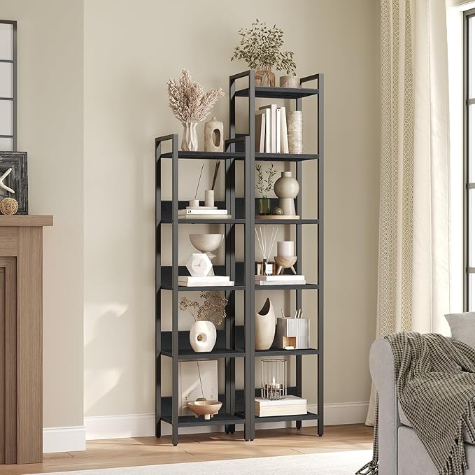5-Tier Bookshelf, Bookcase, Shelves Organizer for Small Spaces, Storage Shelf Organizer, for Living Room, Bedroom, Study, Balcony, Black BKHB5501