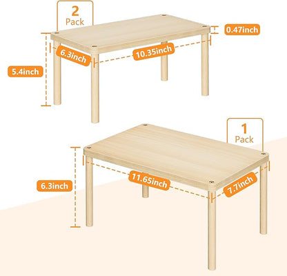 Cabinet Storage Organizer Shelf, Set of 3 Kitchen Cabinet Shelves, Stackable Cabinet Risers, Spice Rack Organizer for Countertop, Under Sink, Bathroom, Pantry Organization with Non-Slip Mat