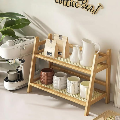 Coffee Station Organizer, Mug Holder Countertop, Kitchen Counter Shelf for Tea Coffee Bar Accessories, Matcha Stand, Cup Display, Condiment Storage Rack (patent pending)