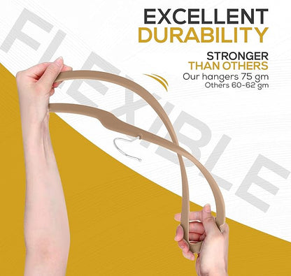 50 Pack New Premium Quality Velvet Hangers Ultra Thin Non Slip Adult Felt Space Saving Hangers for Closet Heavy Duty Coat Pants Dress Hangers 360° Swivel Hook Hold Upto 10 lbs Warm Taupe