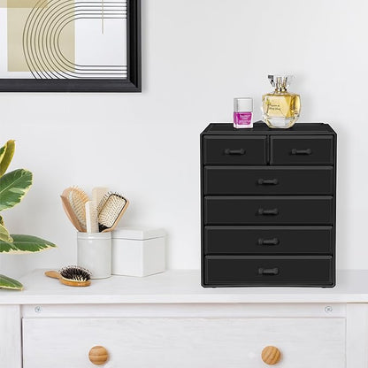 Sorbus Acrylic Makeup Organizer - Organization and Storage Case for Cosmetics Make Up & Jewelry - Large Makeup Organizer for Vanity, Bathroom, College Dorm, Closet, Desk (4 Large, 2 Small Drawers)