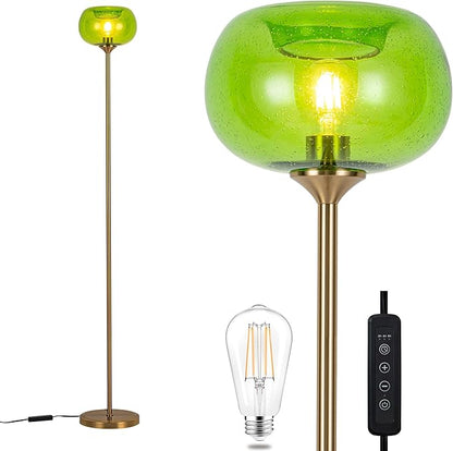 MAYNA Living Room Floor Lamp, Modern Standing Lamp with Green Bubble Shade, 67 Inch Tall Lamp for Bedroom, Study, Office (Includes 2700K Bulb) (Gold and Green)