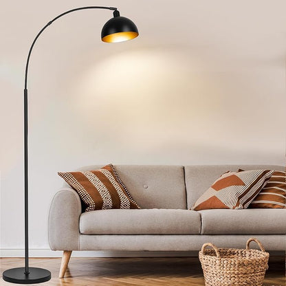 【Upgraded】Black Arc Floor Lamps for Living Room - Dimmable Arched Floor Lamp with Remote Control & 2700-6000K 9W LED Bulb Included, Modern Arch Standing lamp, Industrial Tall Lamp for Bedroom Reading