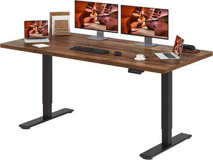 Dual Motor Standing Desk, Large Stand Up Desks, 79x31 Inches Electric Sit Stand Desks, 4 Memory Preset Adjustable Height Computer Table for Home Office with Splice Board (Brown)